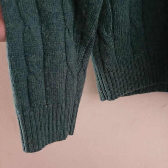 Brooks Brothers Wool Cable Knit Green Mens Large Preppy Ivy League Classic Cozy - Picture 6 of 7
